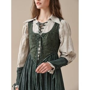 NWT Comfort First Classy Always Linennaive Lace Up 100% Linen Sarah 17 Shirt
